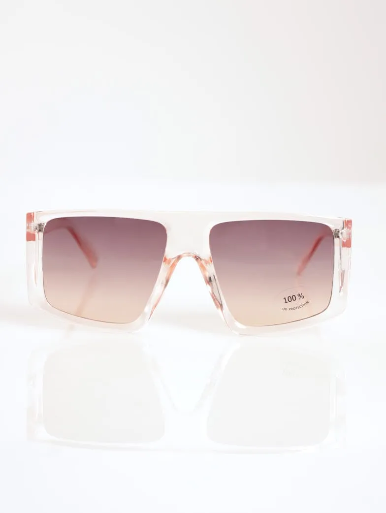 Ladies Ombre Lense Clear Brow Sunglasses - Light Pink sold by Edgars