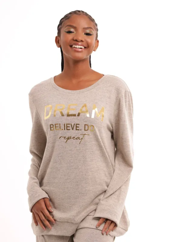 Ladies Dream Cut And Sew Lounge Set - Oatmeal sold by Edgars