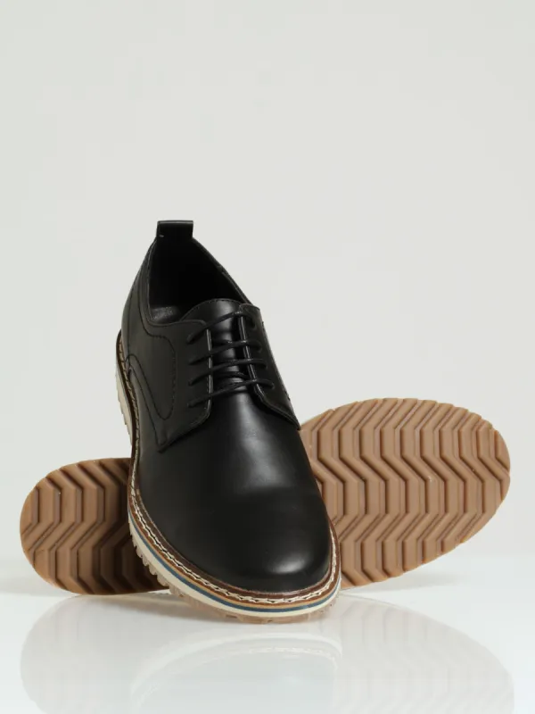 Pu Lace Up Derby - Black sold by Edgars