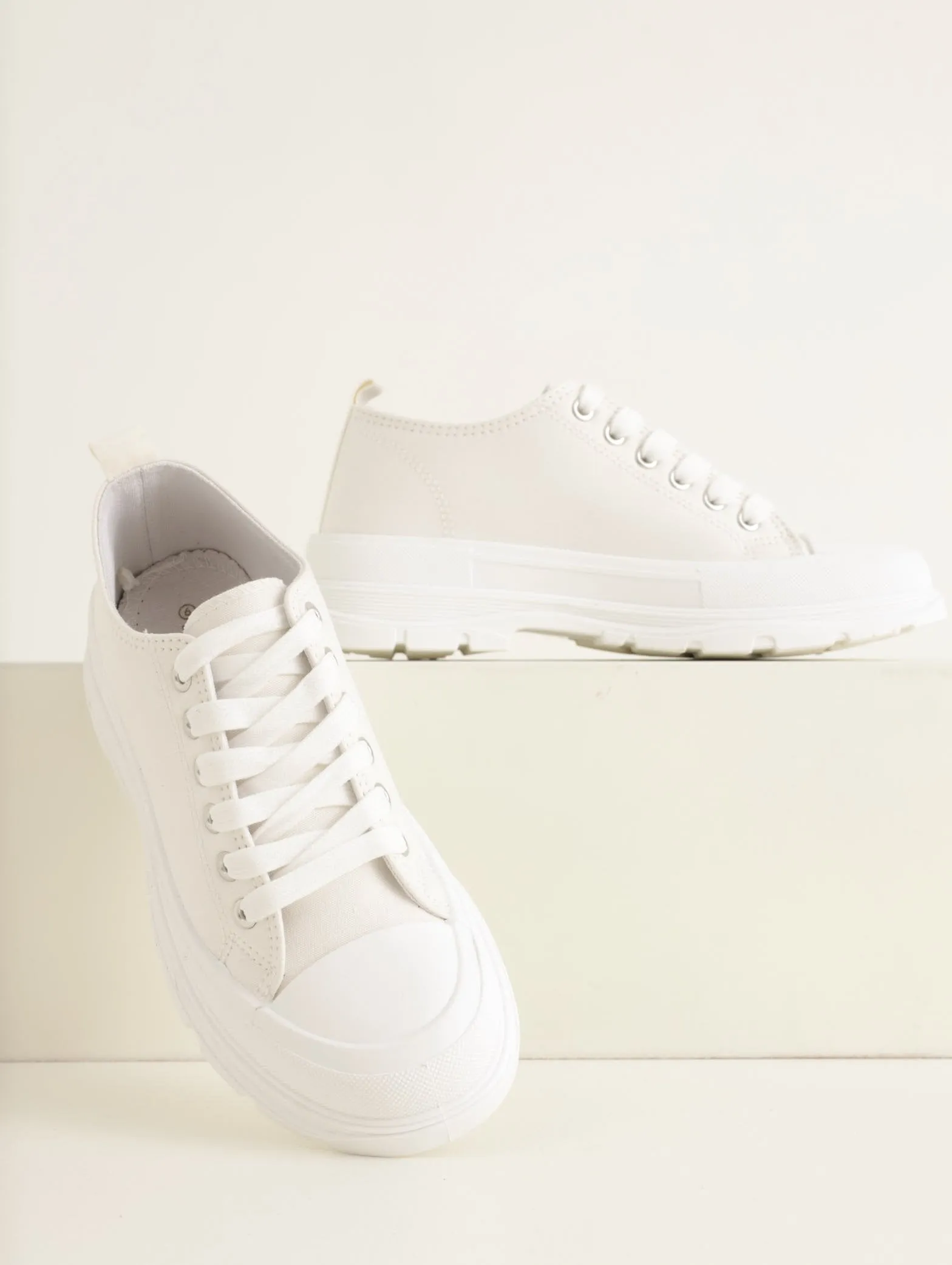 Ladies Plain Hiker Sneaker - White sold by Edgars