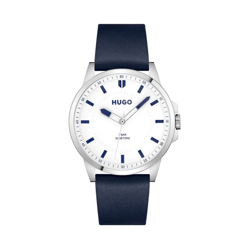 First 43mm Watch With White Dial & Blue Leather Strap sold by Edgars