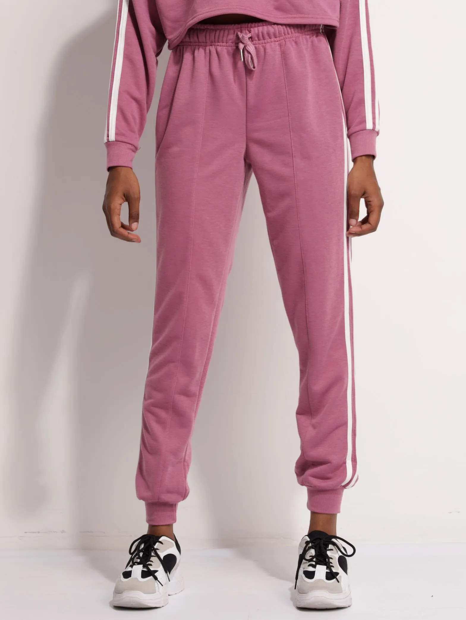 Ladies Double Stripe Jogger - Mauve sold by Edgars