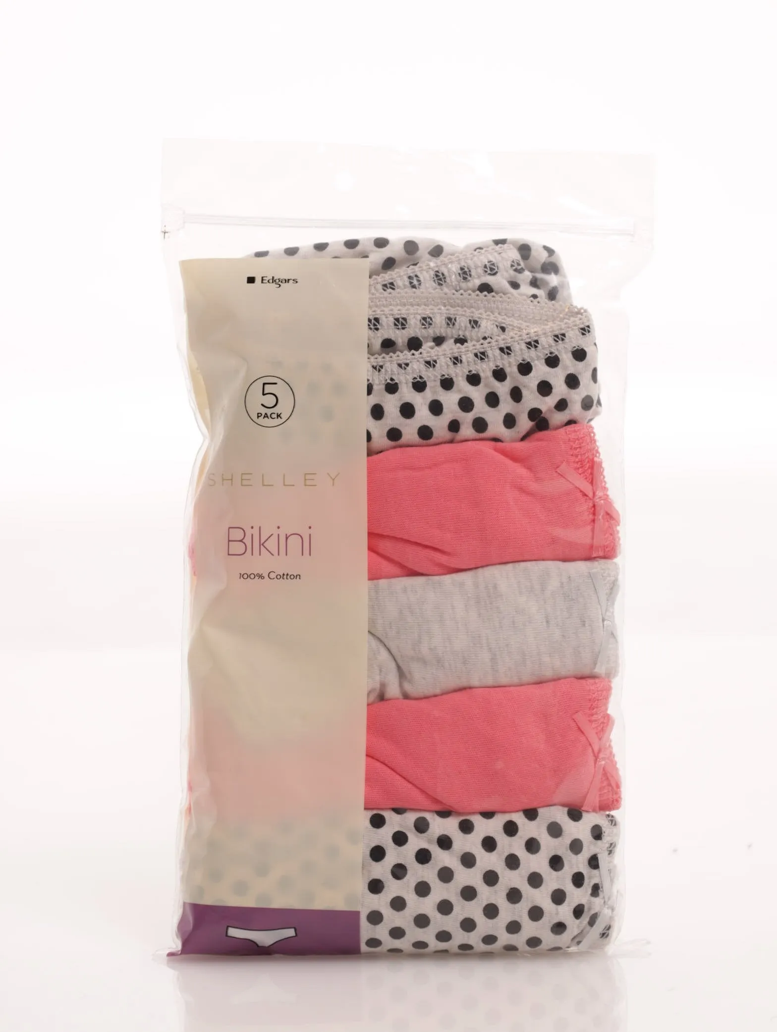 Ladies 5 Pack Cotton Bikini Panty - Coral sold by Edgars