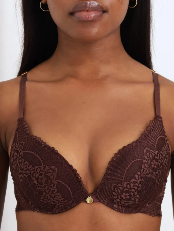 Ladies 2 Pack Double Push Lace & Microfibre Bra - Rich Cocoa sold by Edgars