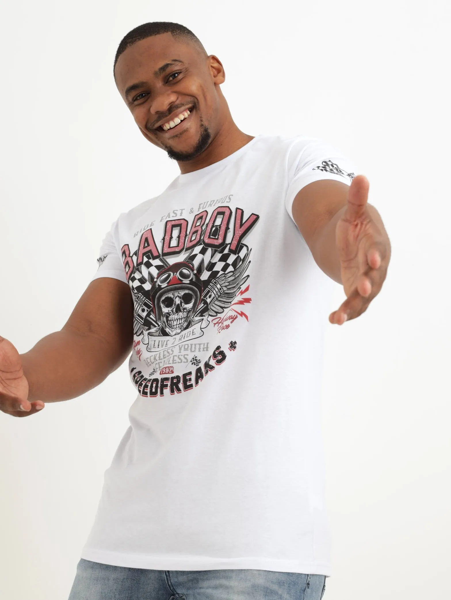 Men's Speedfreaks Crewneck Short Sleeve Tee - White sold by Edgars