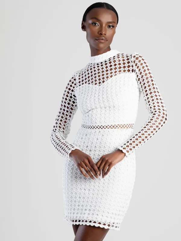 Crochet High Neck Dress - White sold by Edgars