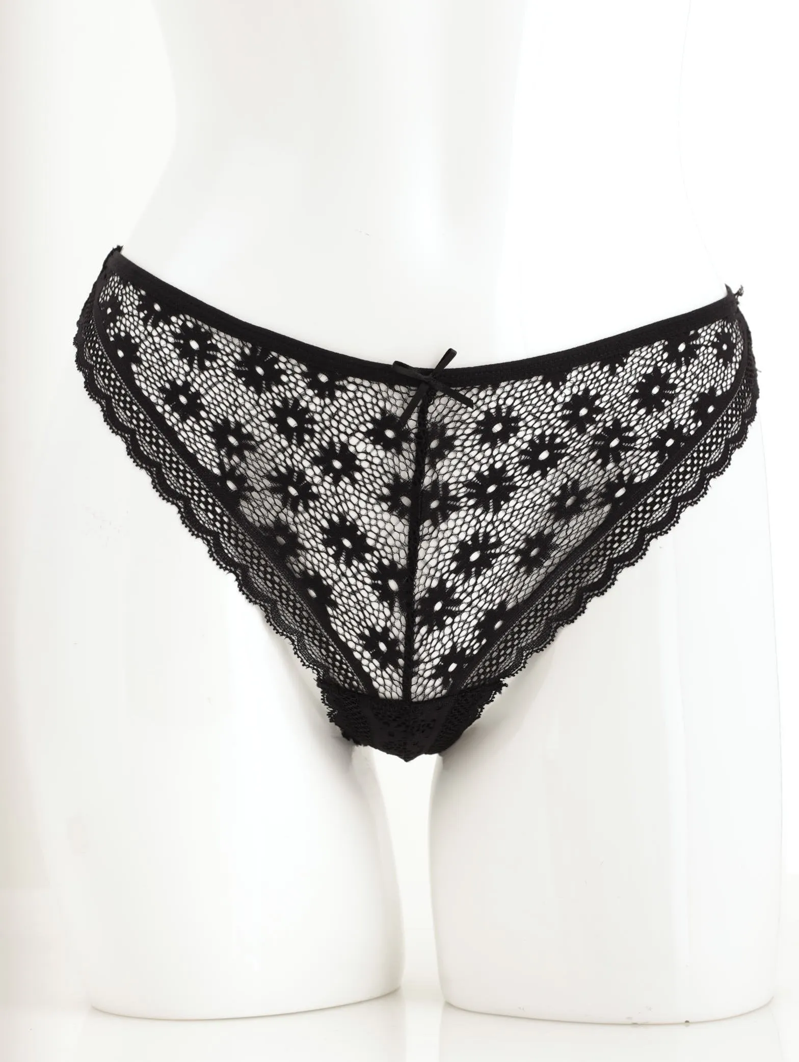 Ladies Lace Thong Panty - Black sold by Edgars