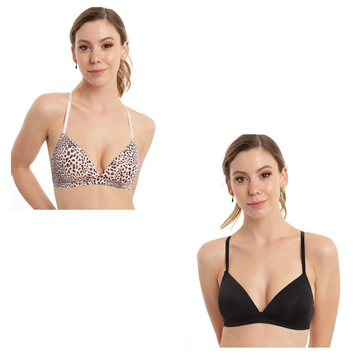 Ladies 2 Pack Printed Non-Wire Bra - White/Pink sold by Edgars