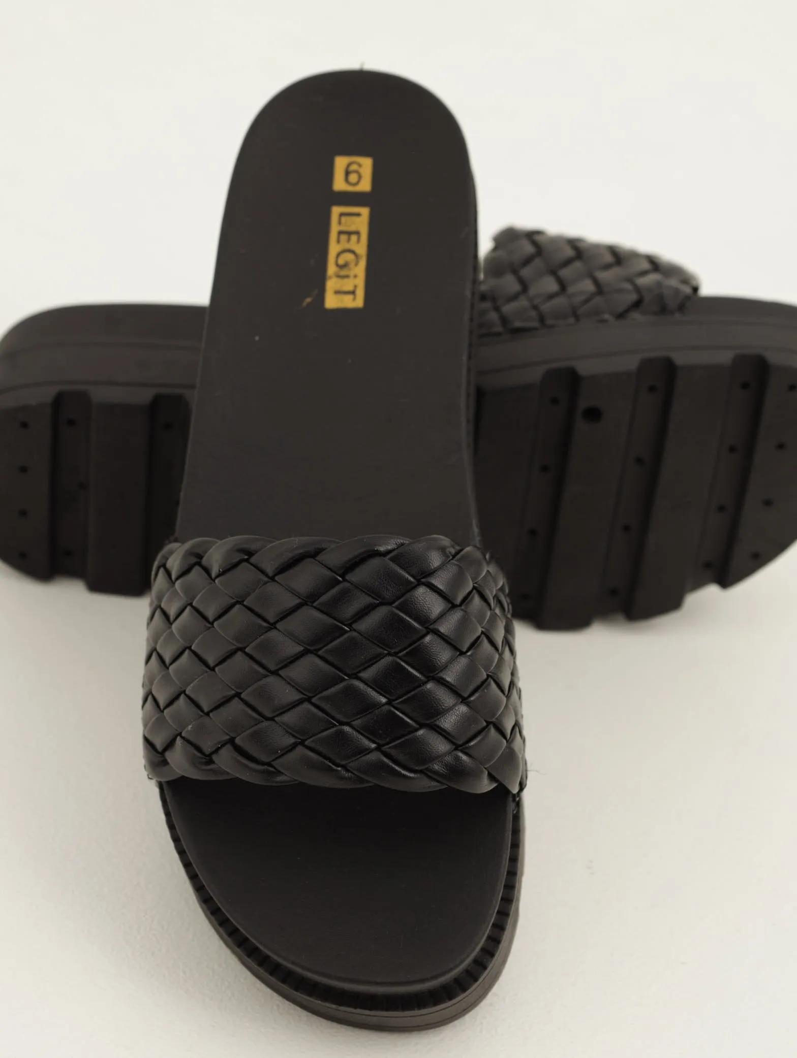 Ladies Weave Cleated Platform Mule - Black sold by Edgars
