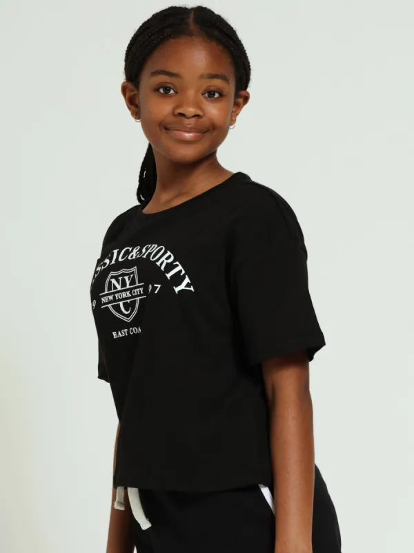 Girls Boxy Classic Tee - Black sold by Edgars