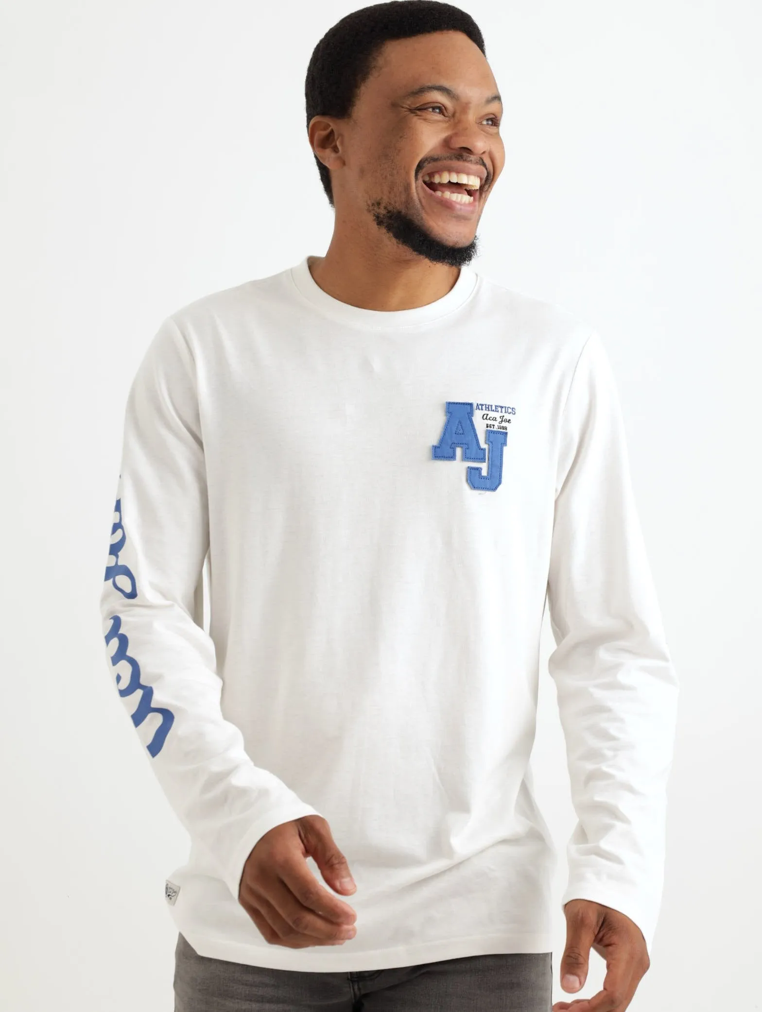 Men's Printed Long Sleeve Tee - White sold by Edgars