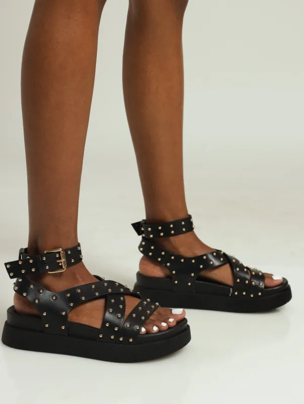 Crosstrap Studded Mule Sandal - Black sold by Edgars