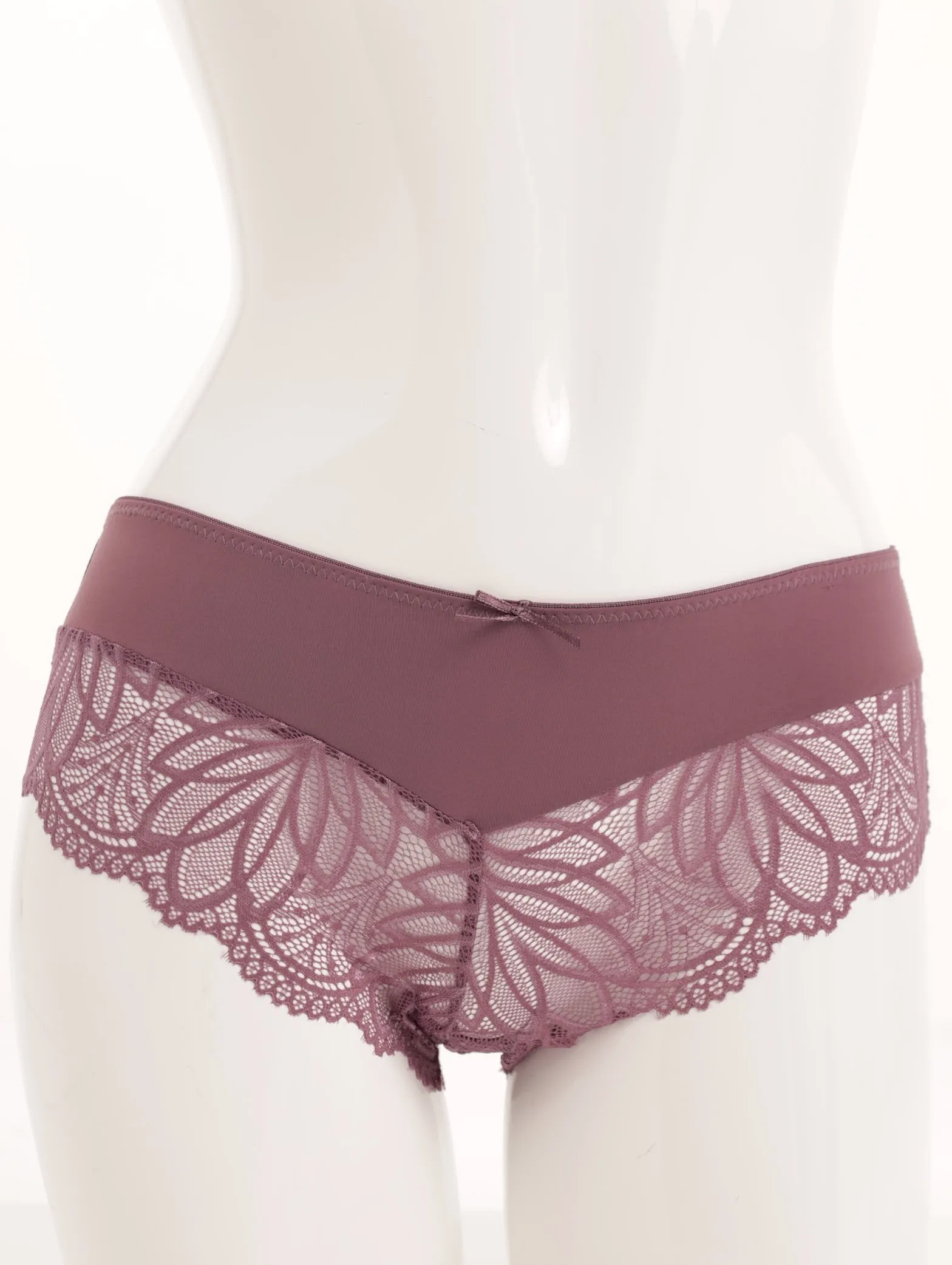 Ladies Microfibre Printed Lace Boyleg Panty - Mauve sold by Edgars