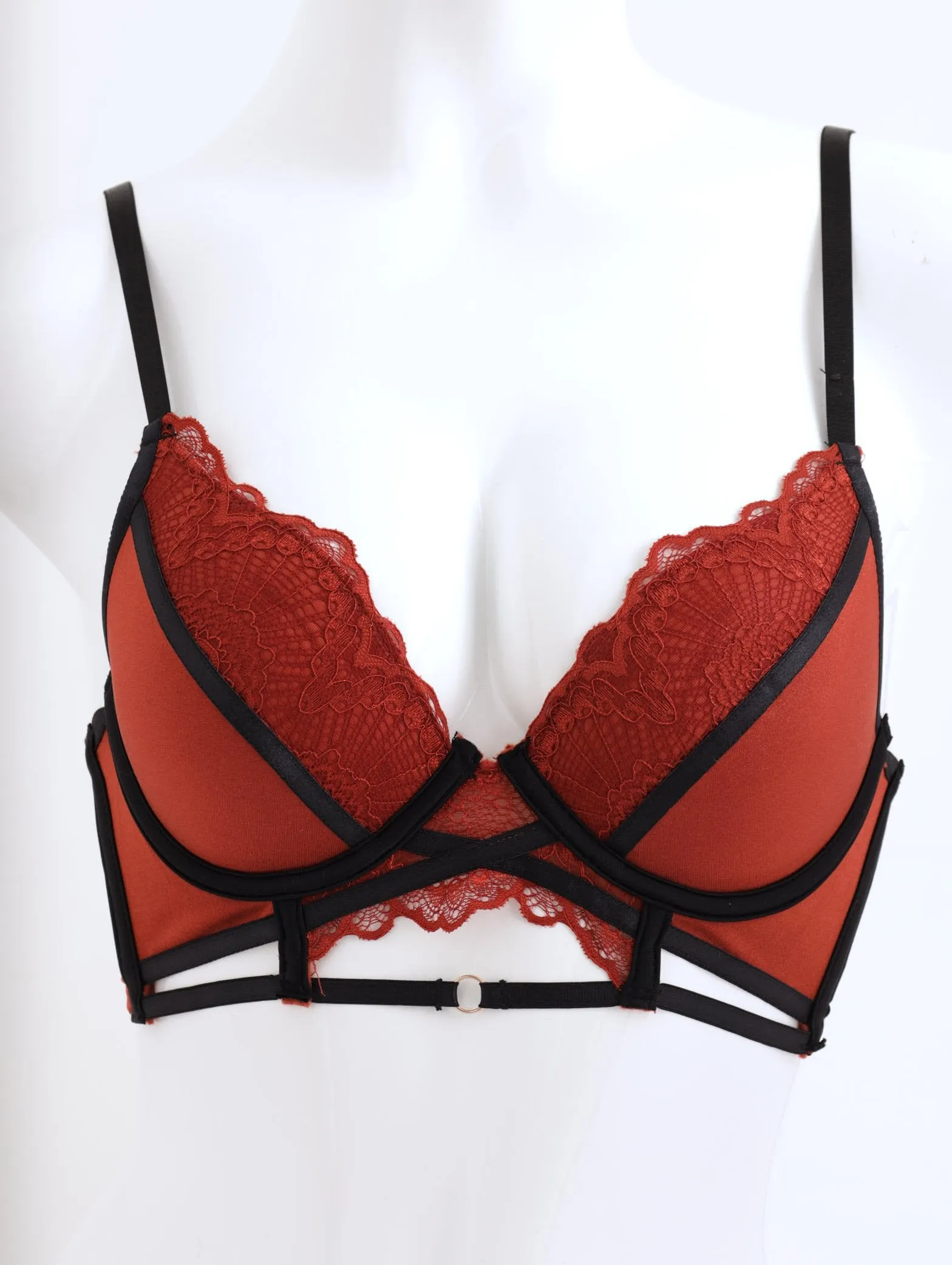 Ladies Push-Up Plunge Bra with Binding - Rust sold by Edgars