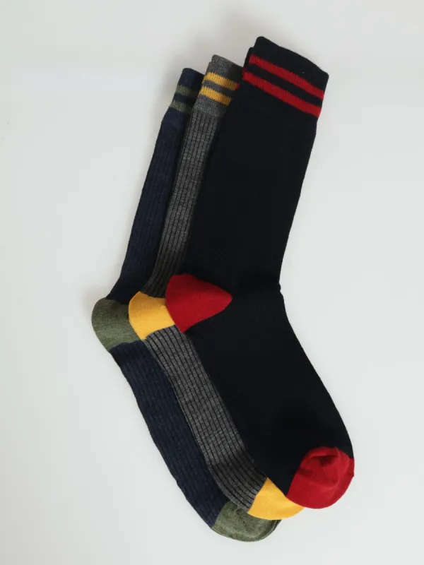 3 Pack Fashion Rib Anklet Sock - Navy/Grey/Indigo sold by Edgars 