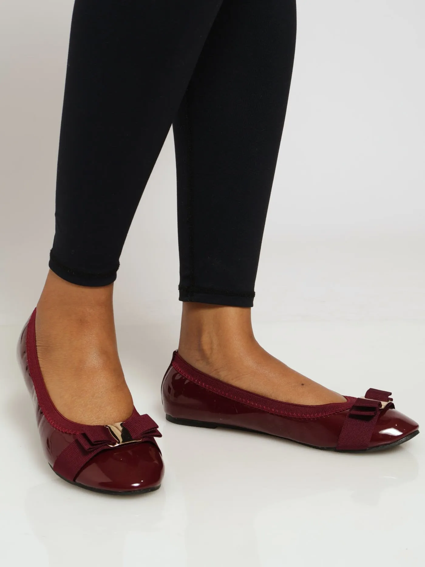 Elasticated Pump With Metal & Petersham Bow - Berry sold by Edgars product image thumbnail 2