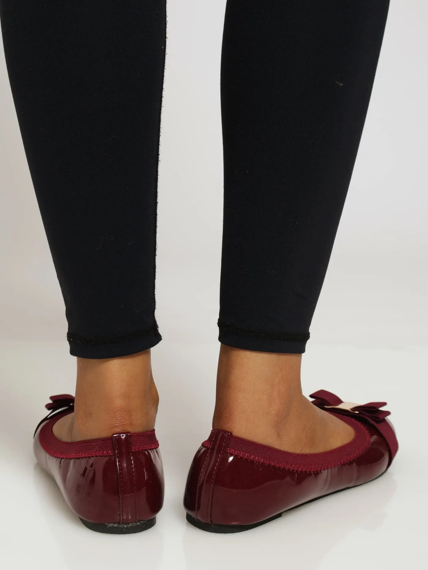 Elasticated Pump With Metal & Petersham Bow - Berry sold by Edgars product image thumbnail 3