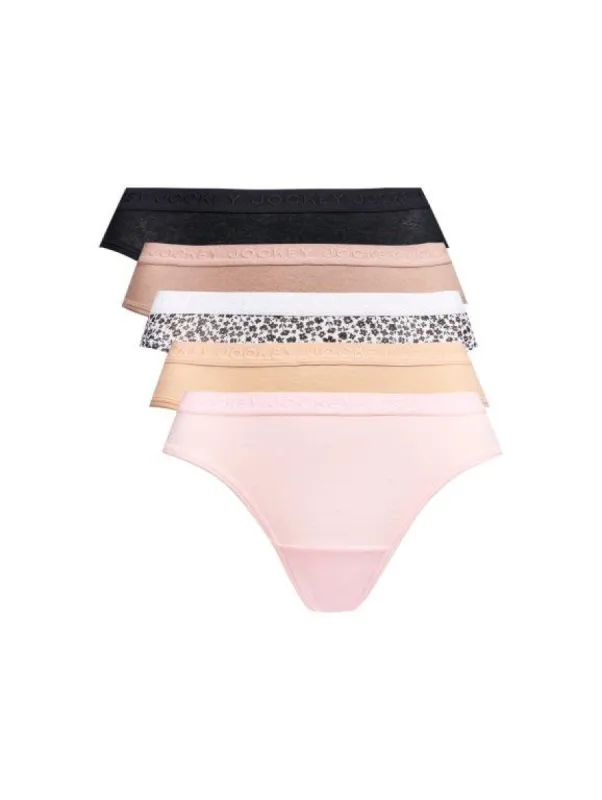 5 Pack Cotton Bikini Panties - Tonal/Daisy Print/Marshmelo sold by Edgars