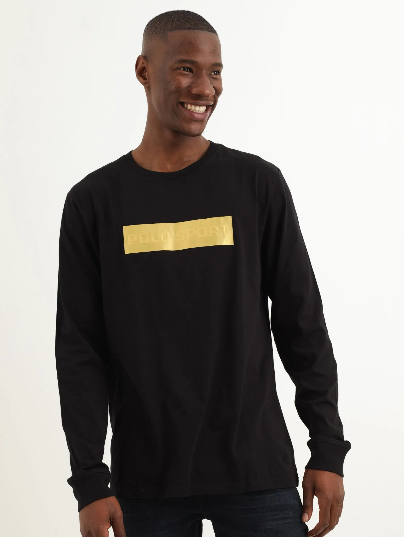 Men's Long Sleeve Foil Tee - Black sold by Edgars