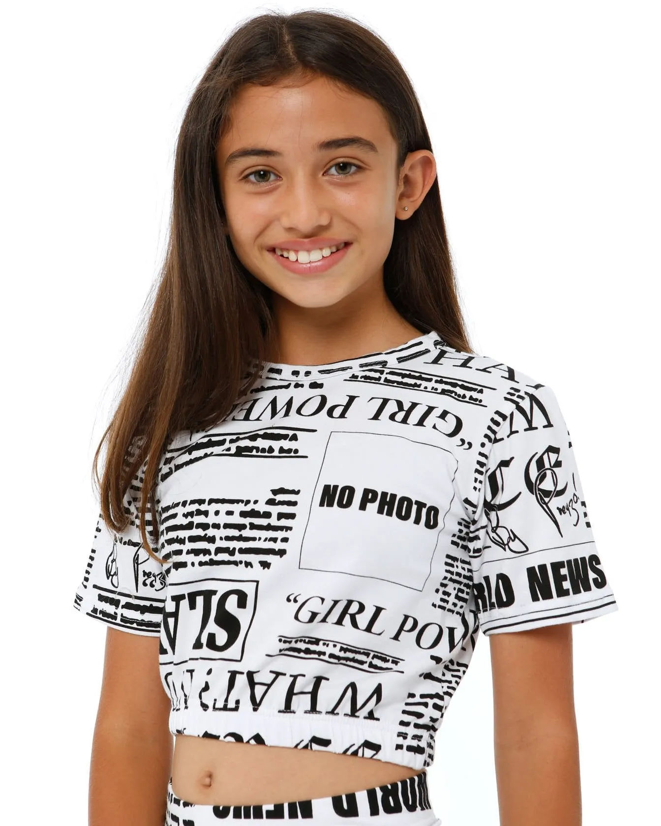 Girls Print Top - White/Black sold by Edgars