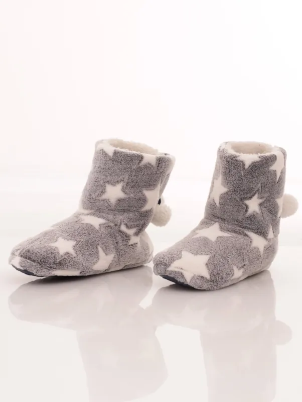 Ladies Star Print Bootie Slipper - Navy sold by Edgars