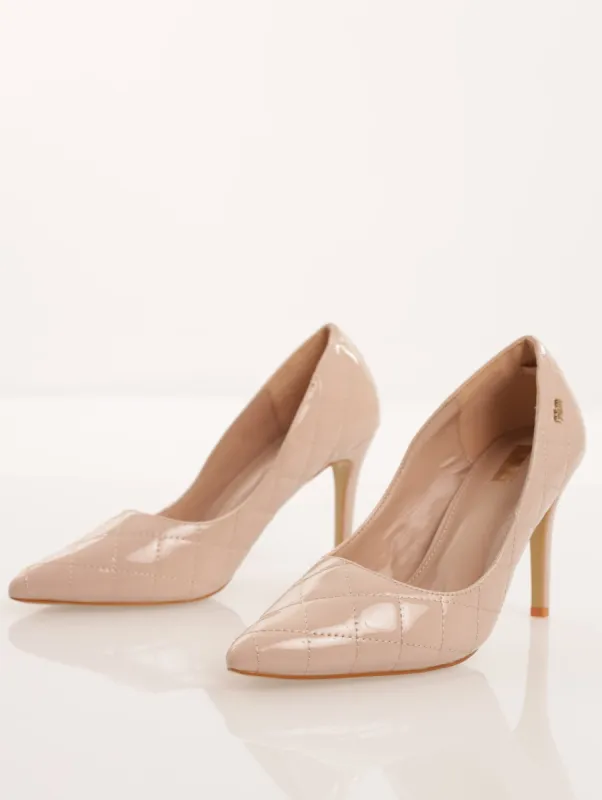 Ladies Quilted Pointed Toe Court Heel - Taupe sold by Edgars