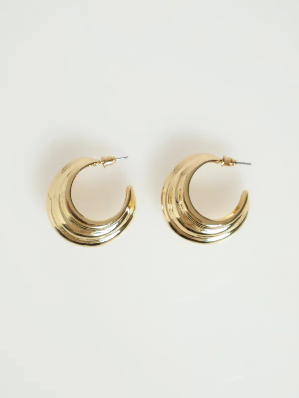 Textured Wide Hoop Earrings - Gold sold by Edgars