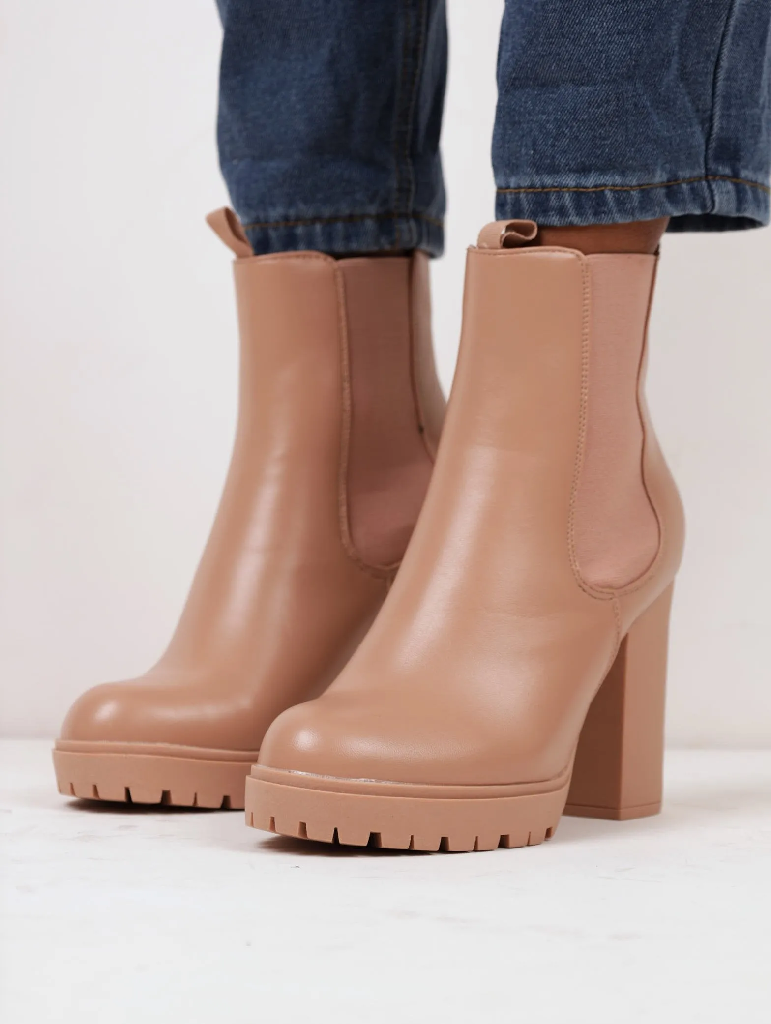 Ladies Chelsea High Ankle Cleated Boot - Blush sold by Edgars