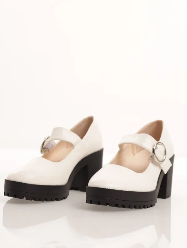 Ladies Colourblock Mary Jane Platform Heel sold by Edgars