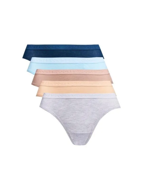 5 Pack Cotton Bikni Panties  - Tonal/Grey Melange sold by Edgars 