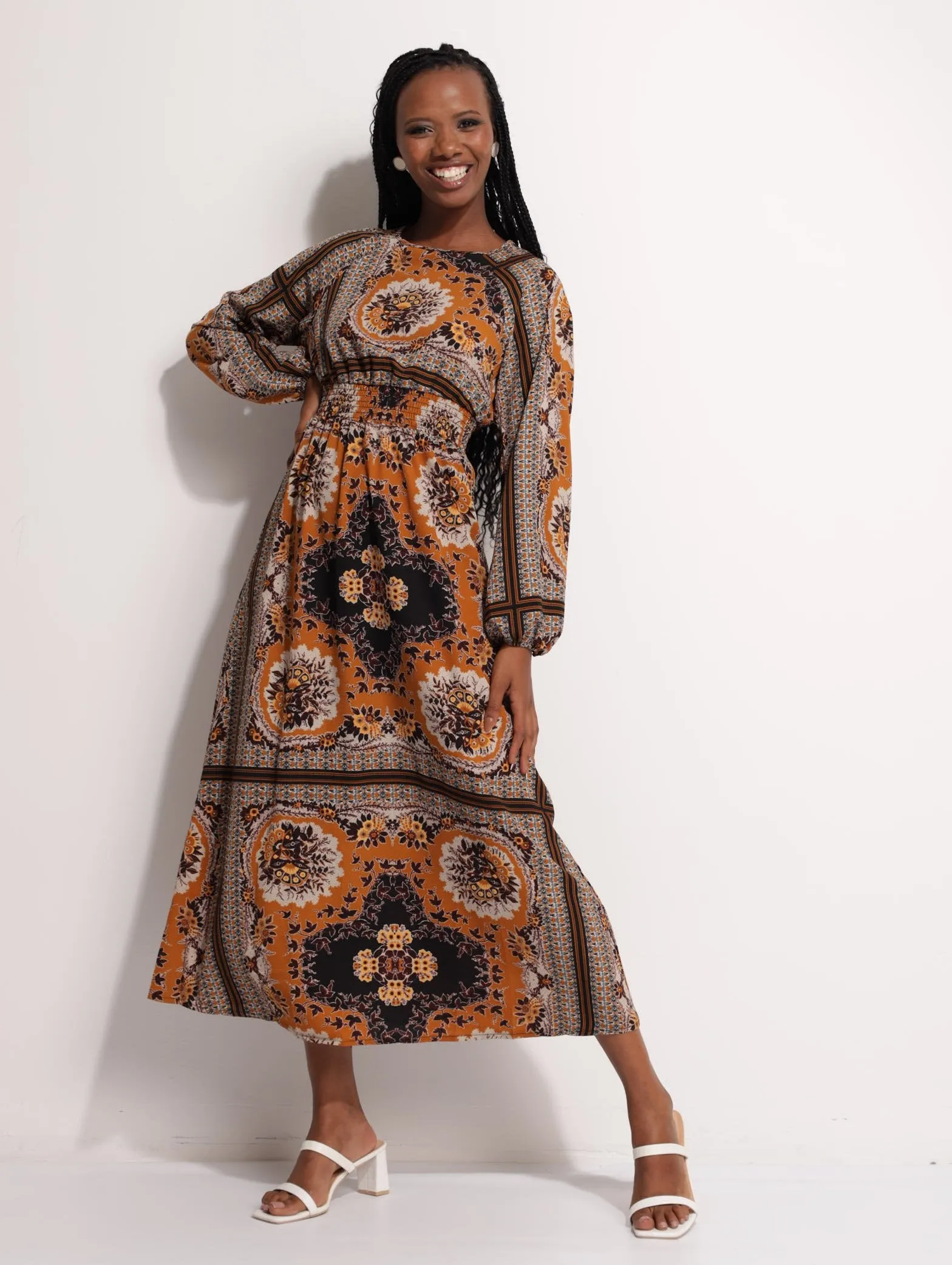 Ladies Scarf Print Waisted Maxi Dress sold by Edgars