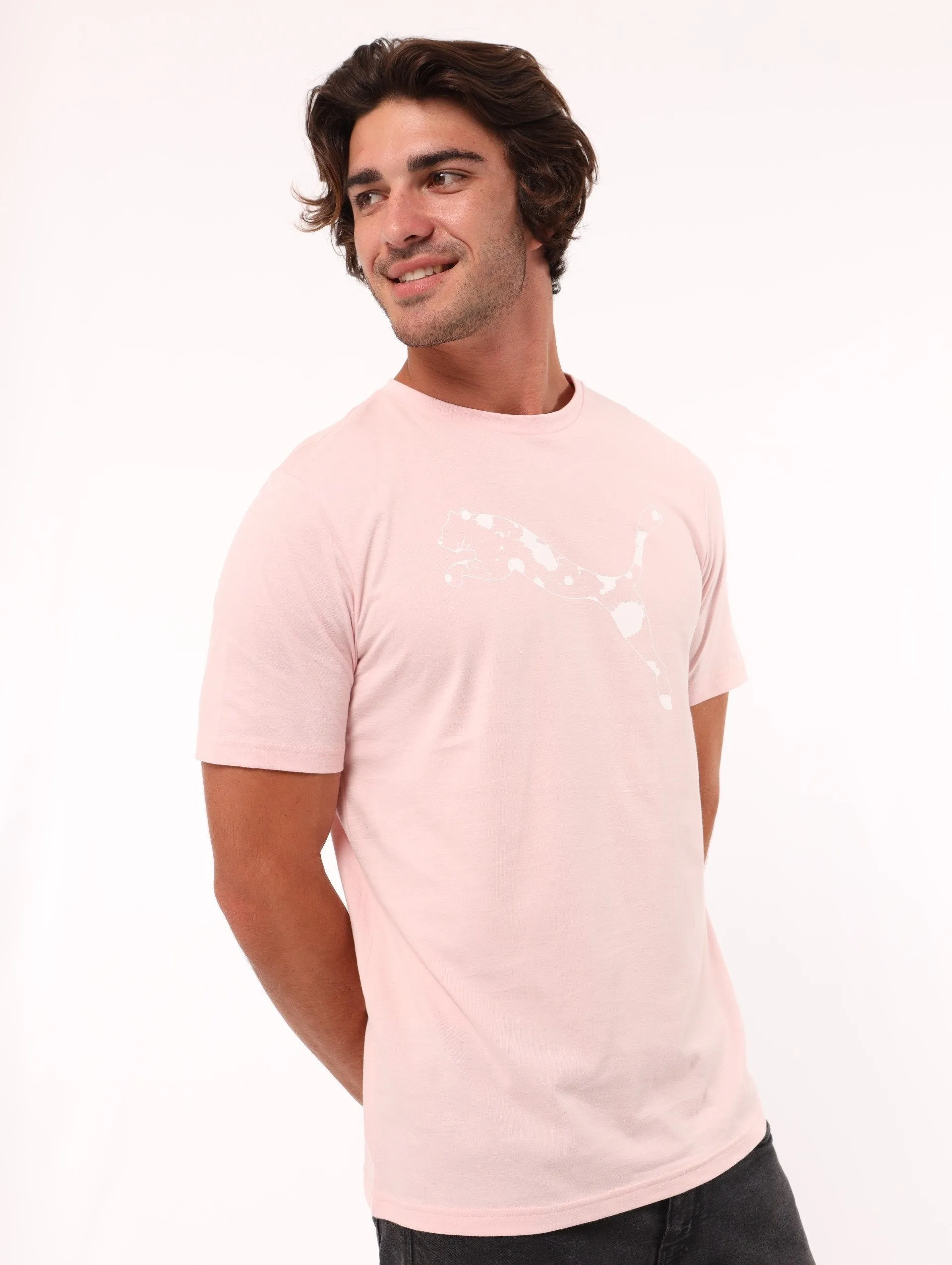 Men's Splash Cat Logo Tee - Lotus Pink sold by Edgars