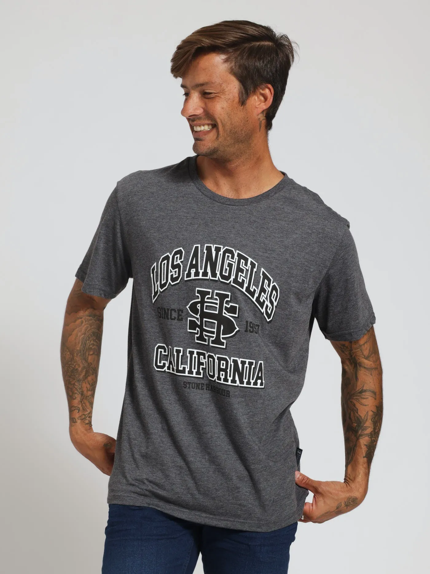 Los Angeles Tee - Charcoal Melange sold by Edgars