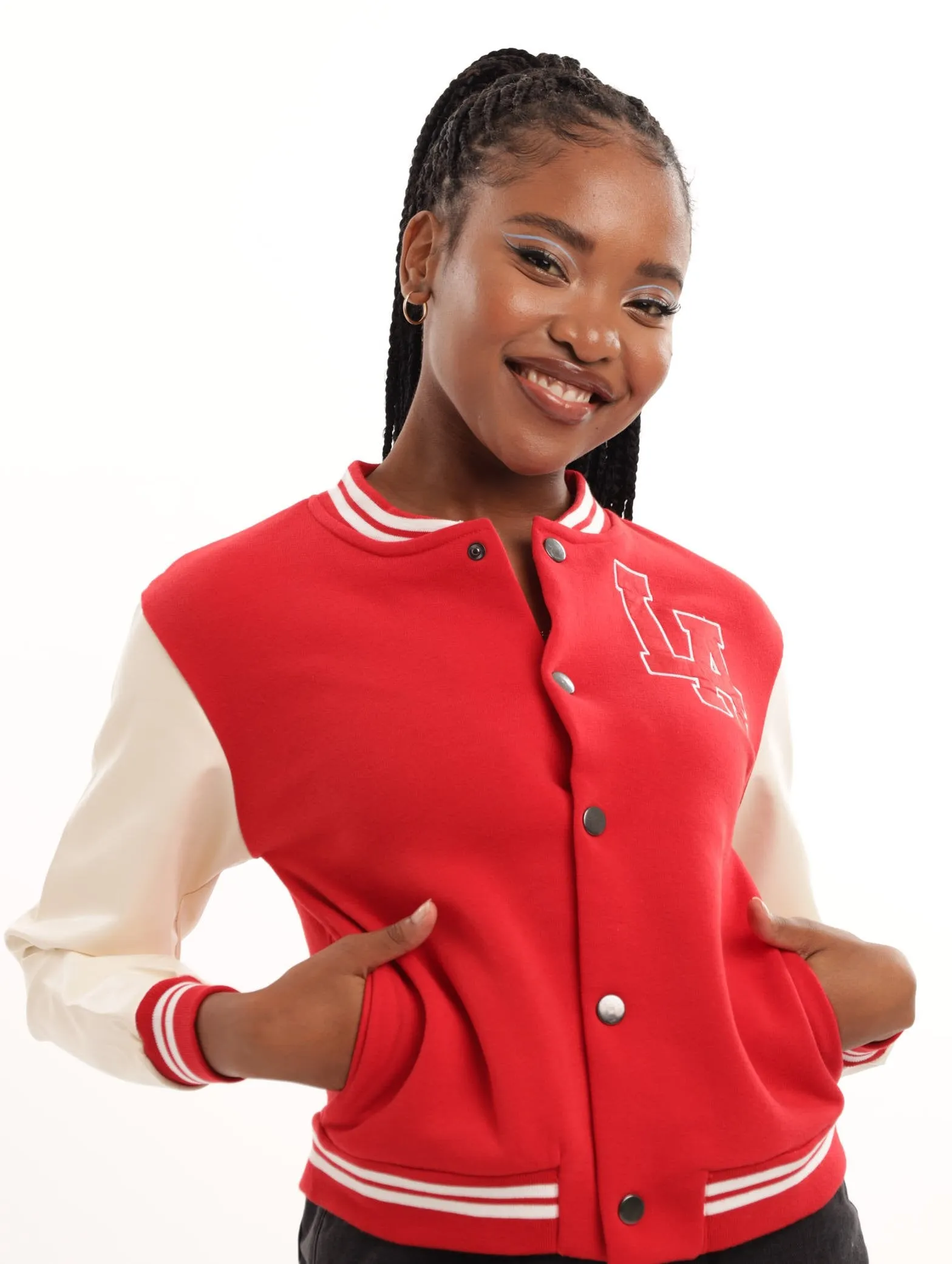 Ladies Baseball Bomber Jacket - Red sold by Edgars