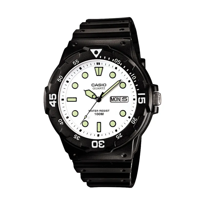 Analog Sport Day Date White Dial Watch - Black made by Casio