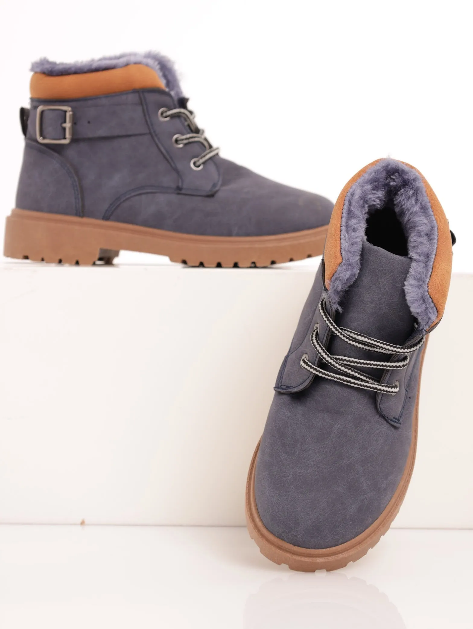 Boys Fur Hiker Boot - Navy sold by Edgars