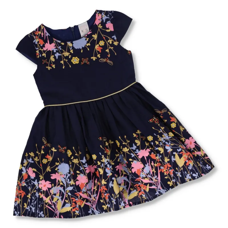 Pre-Girls Poplin Party Dress - Navy sold by Edgars