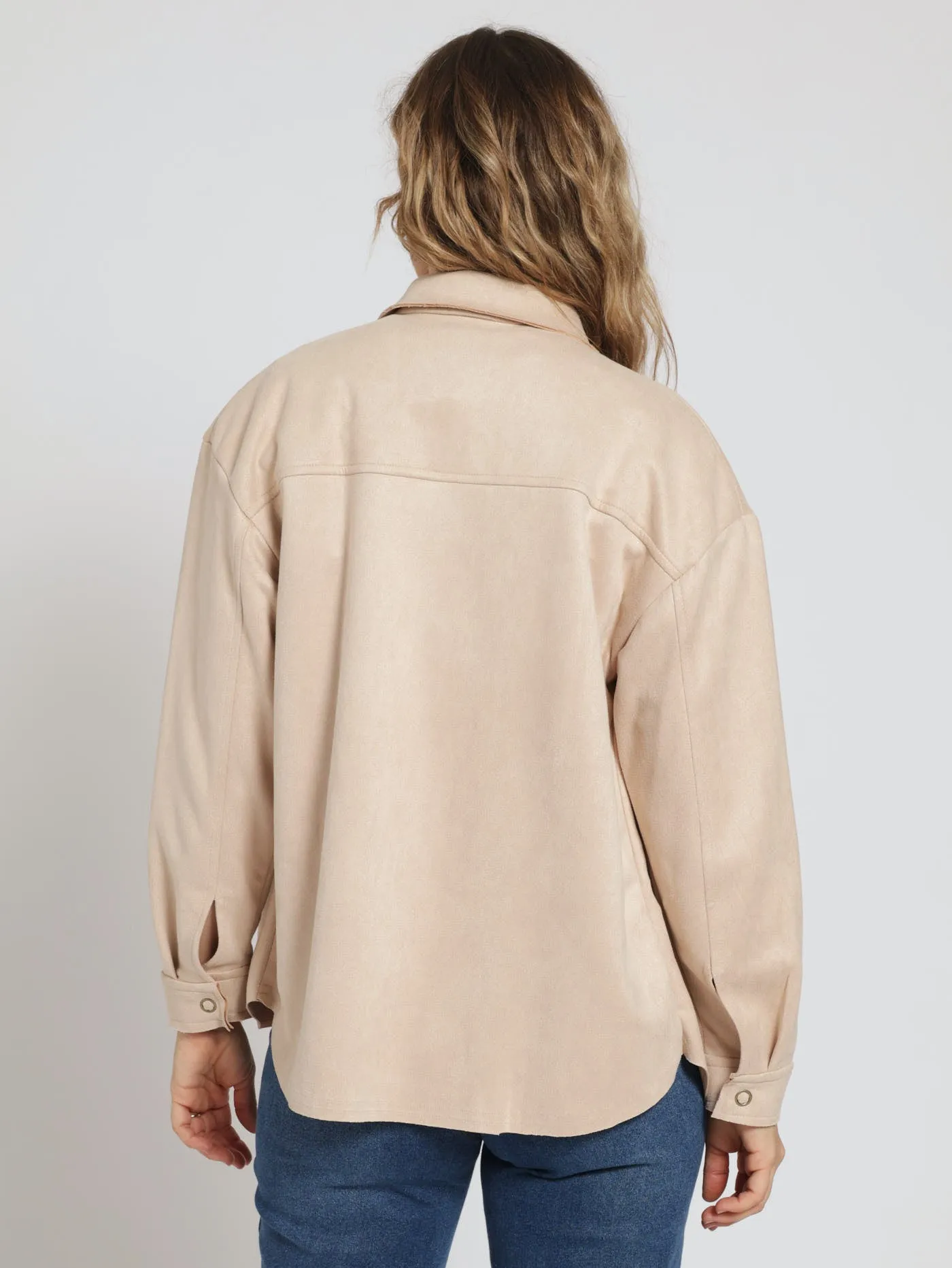 Long Sleeve Suede Shirt With Pockets - Stone sold by Edgars product image thumbnail 3