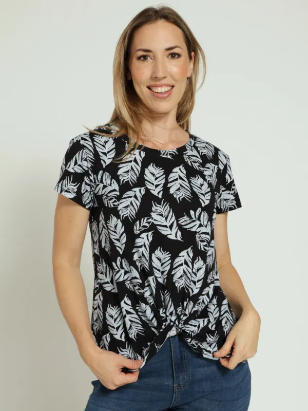 Knot Front Tee - Black sold by Edgars