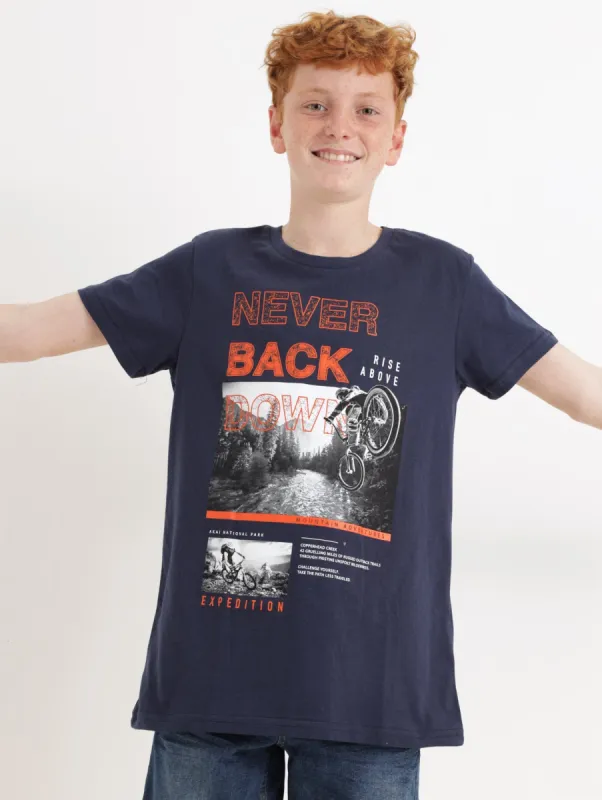 Boys Short Sleeve Skate Wild Tee - Navy sold by Edgars