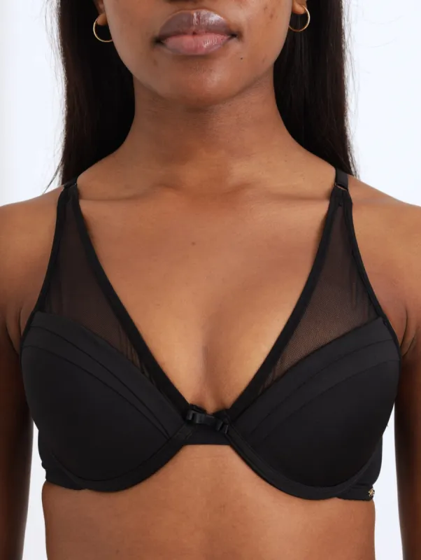 Ladies Double Push Up Microfibre & Mesh Apex Bra - Black sold by Edgars