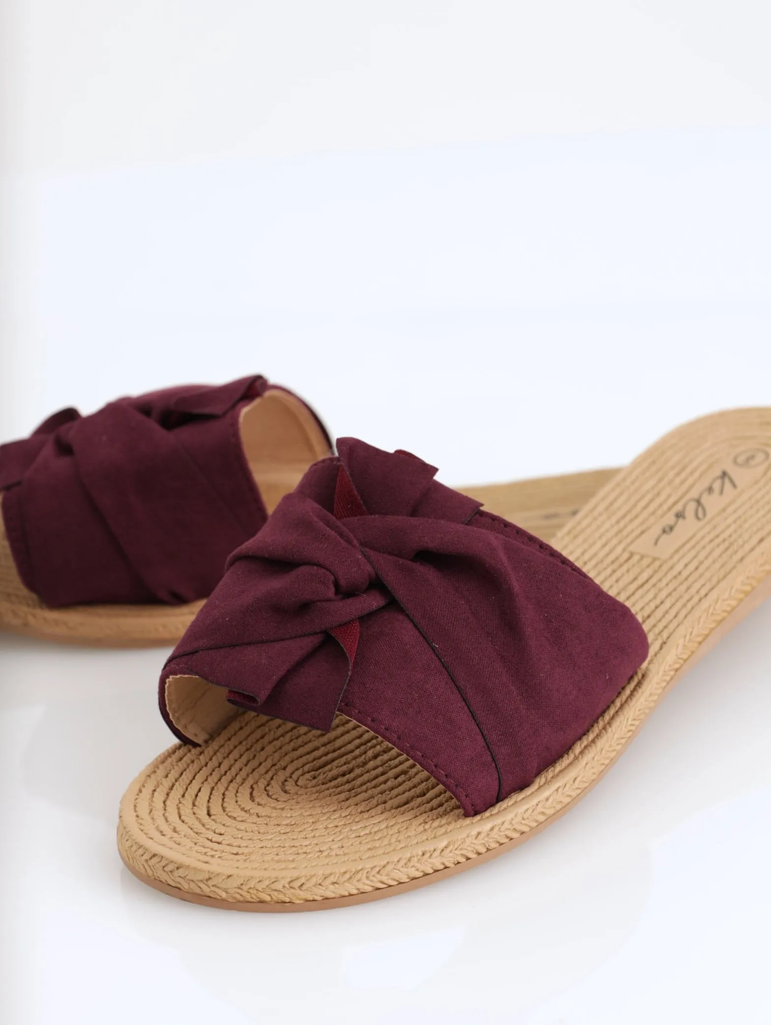 Ladies Folded Bow Moulded Mule Sandal - Grape sold by Edgars