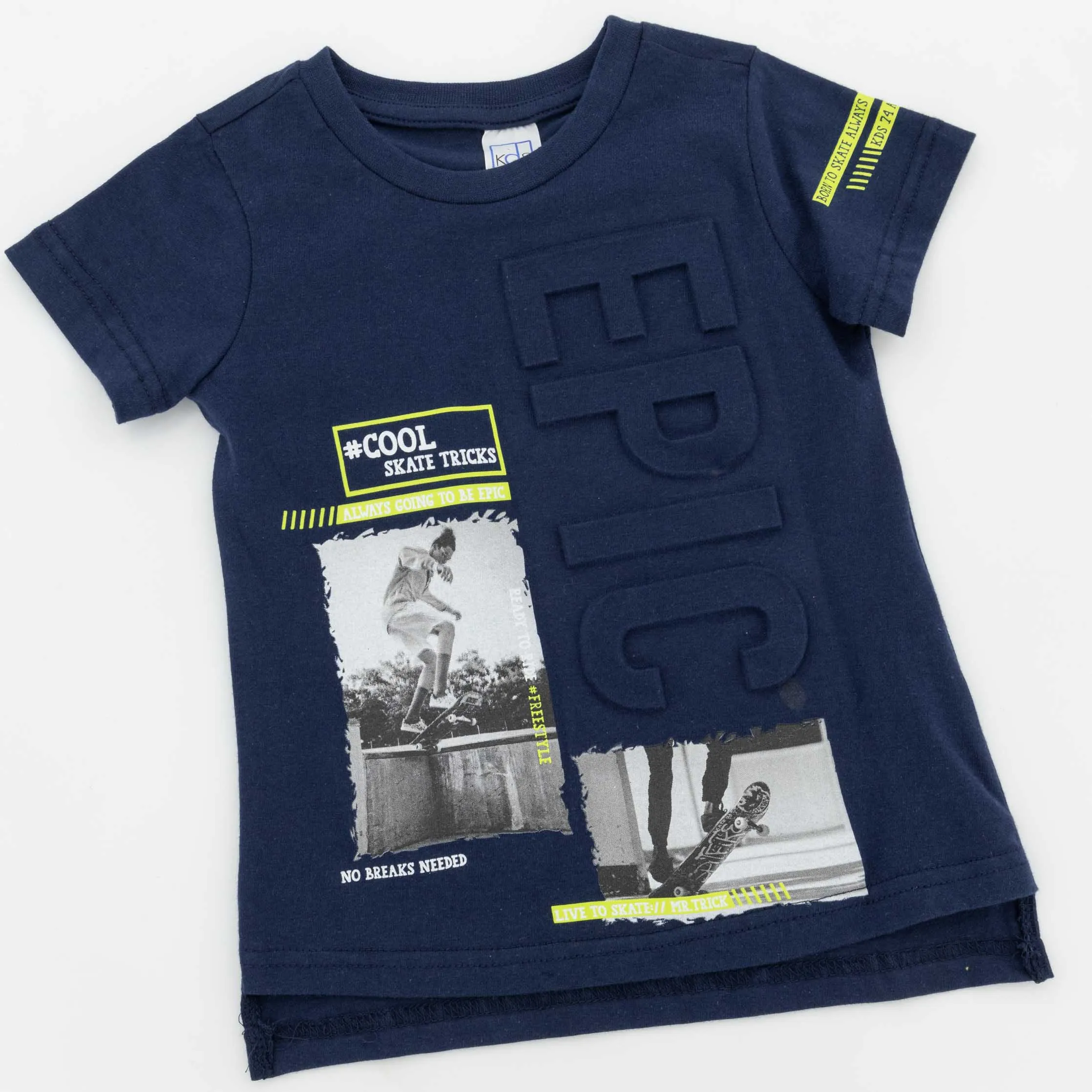 Pre-Boys Embossed Sleeve Tee - Navy sold by Edgars