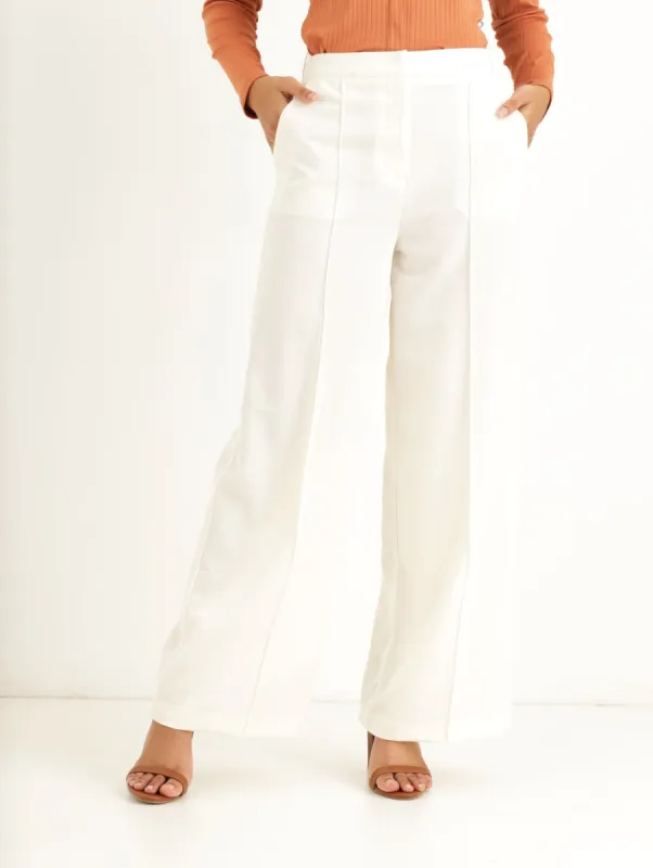 Ladies Tailored Wideleg Pant - Stone sold by Edgars