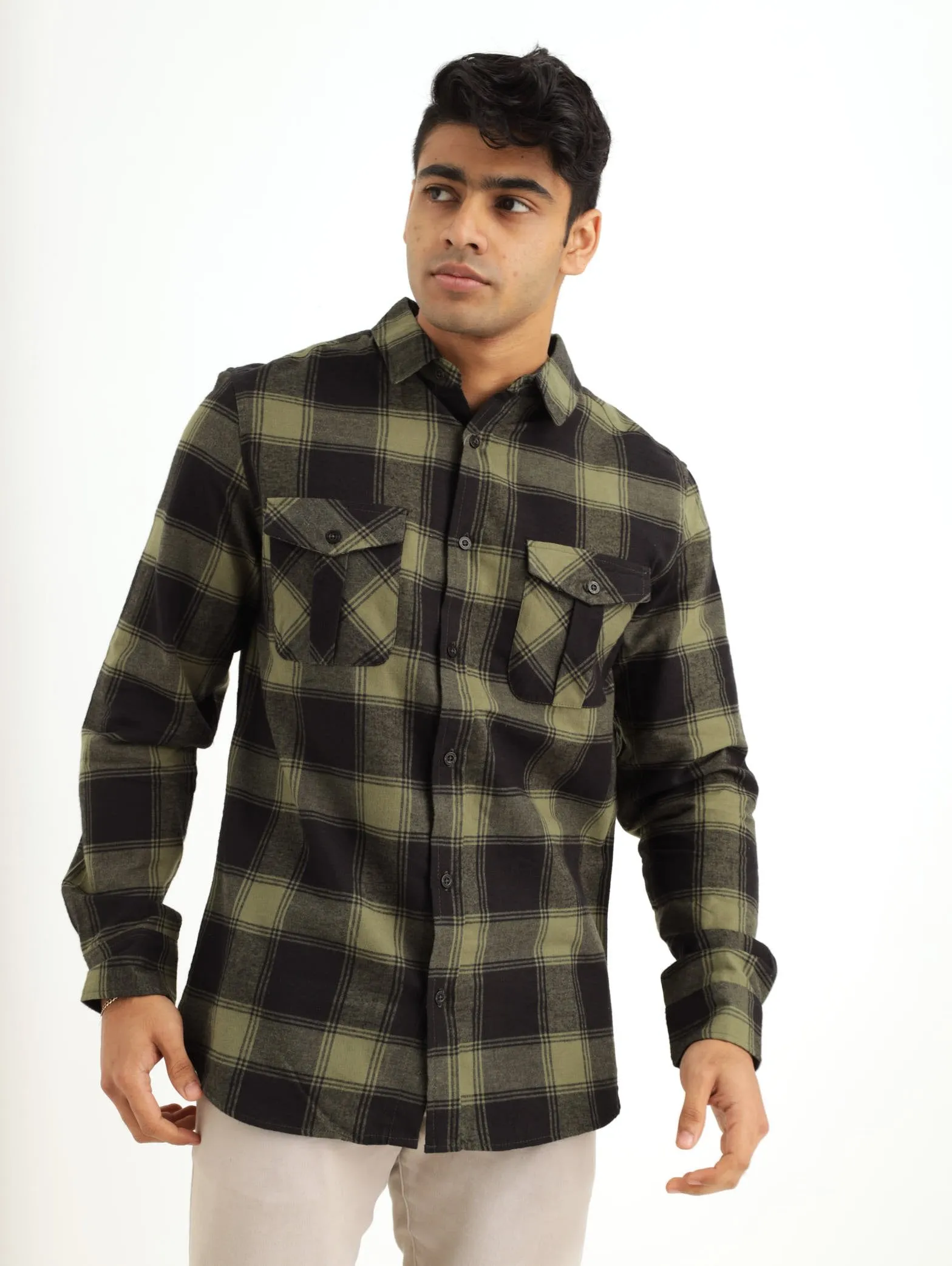 Men's Long Sleeve Brushed Check Shirt | Parallel