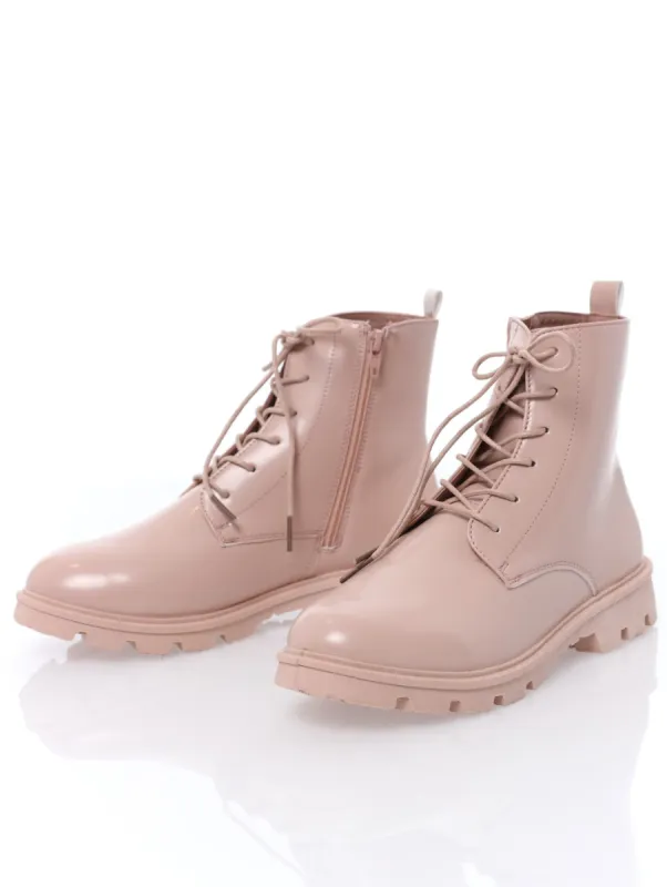 Ladies Mono Lace-Up Military Boot - Blush sold by Edgars