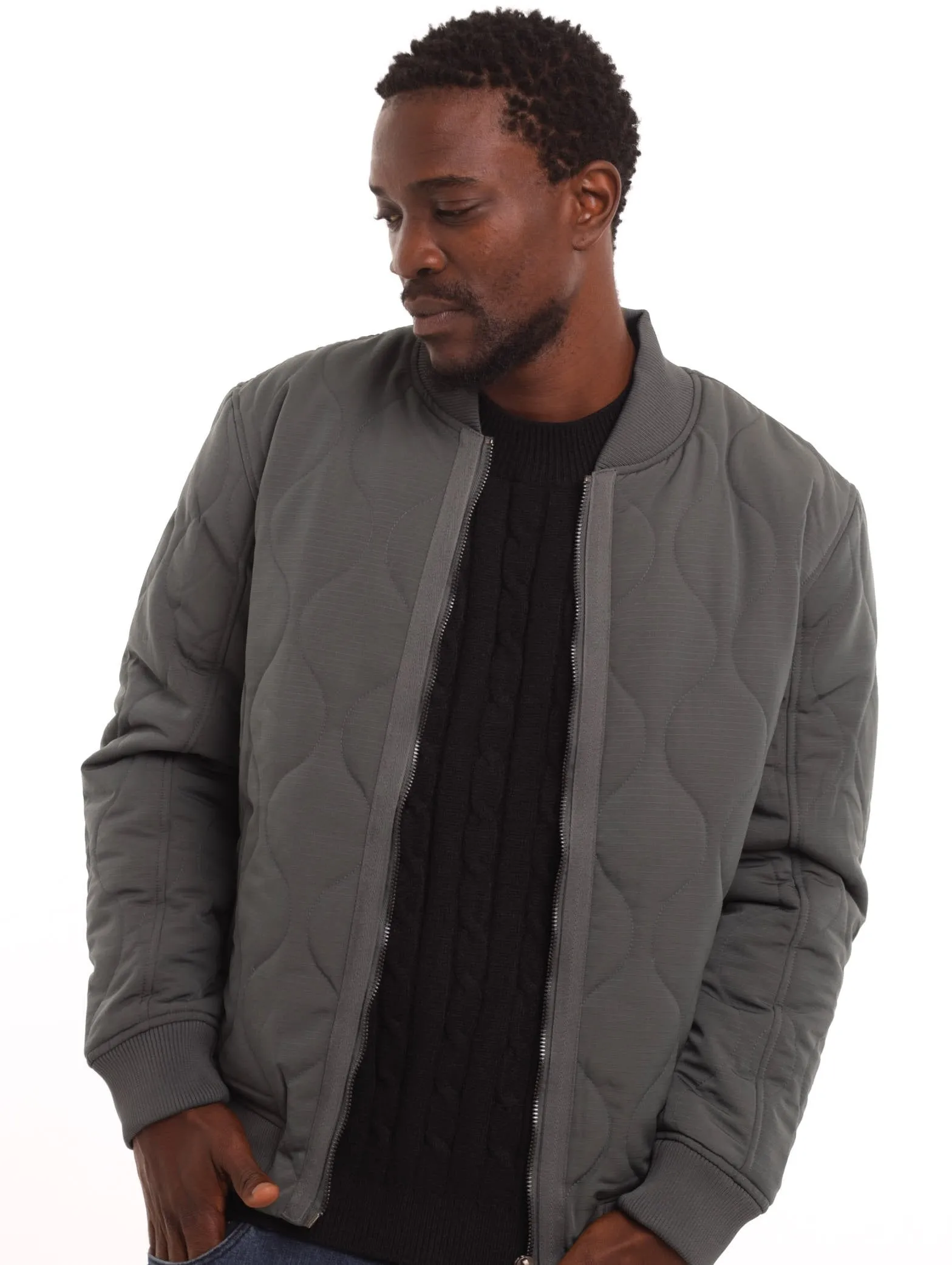 Men's Quilted Bomber Jacket - Olive sold by Edgars