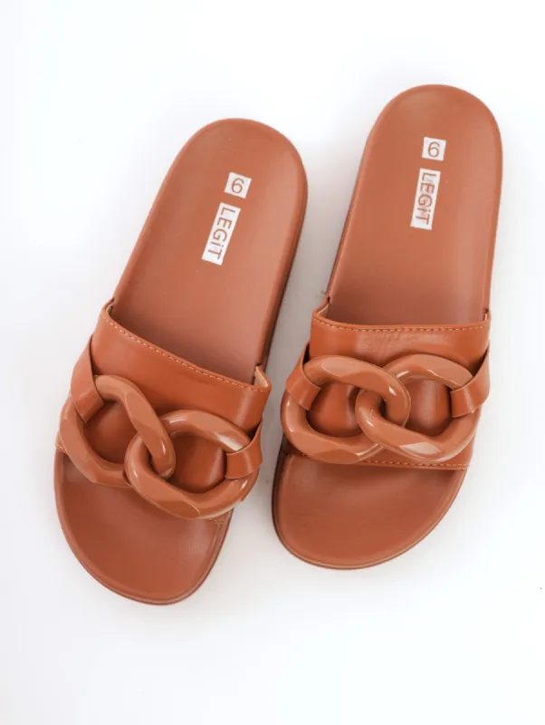 Ladies Chunky Chain Moulded Mule - Tan sold by Edgars