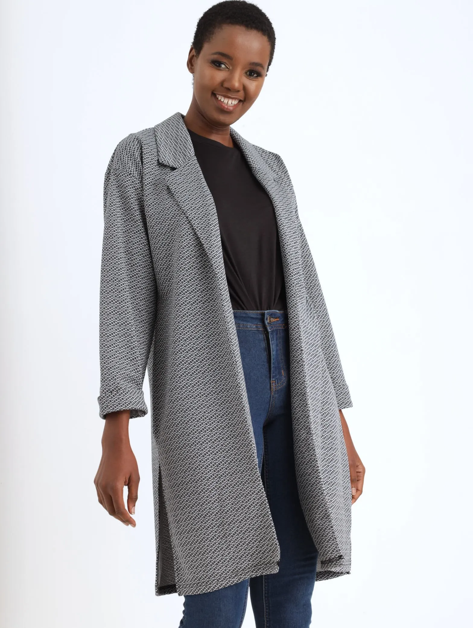 Ladies Jacquard Duster Jacket - Black sold by Edgars