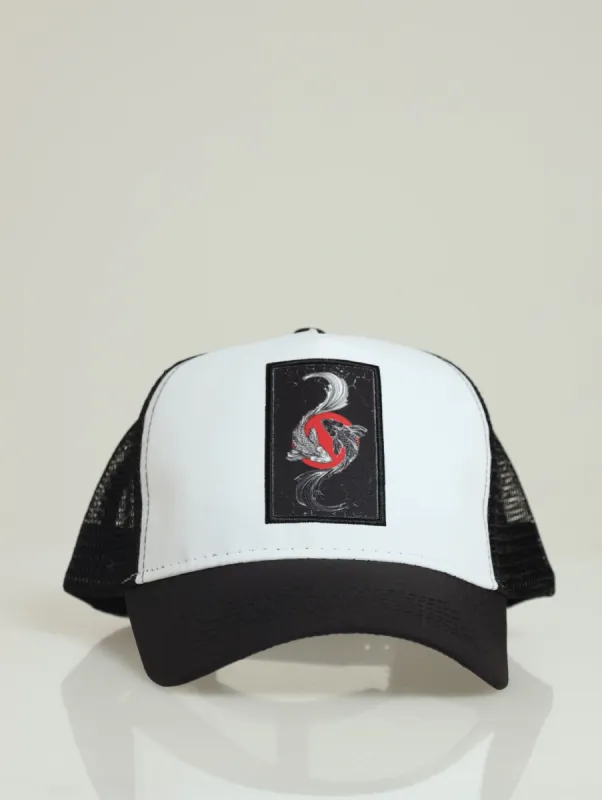 Koi Fish Trucker Cap - Black/White sold by Edgars 